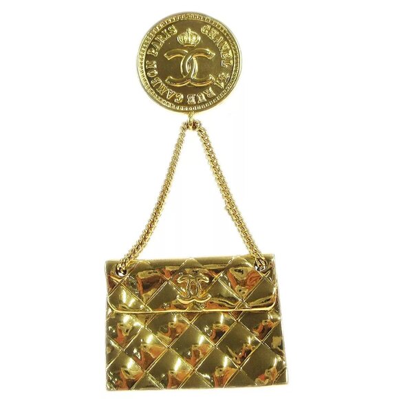 Chanel Bag Brooch Pin Gold 93P 65492 - Picture 1 of 8